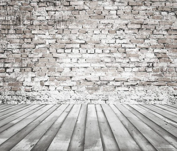 Altes Weißes Zimmer Mit Backsteinwand Vintage Hintergrund — Stockfoto