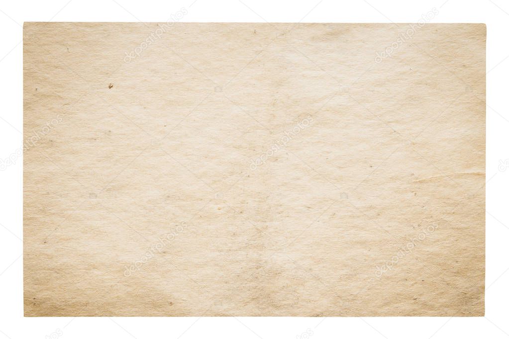 old paper isolated on white background with clipping path