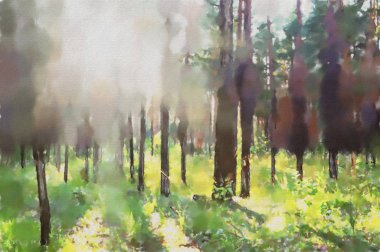 suluboya renkli çizimler, güneş ormanı