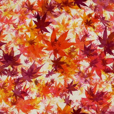 Sonbahar yaprakları, eski kağıt üzerinde pürüzsüz arkaplan deseni.