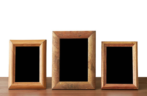 photo frame on table, white backgroud, isolated with clipping path.