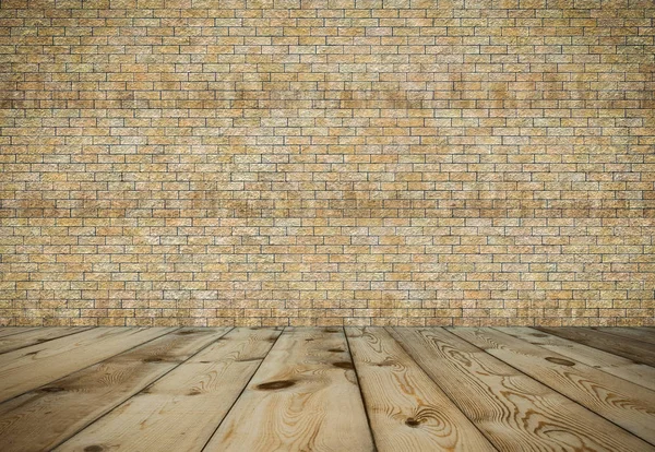 Quarto com parede de tijolo — Fotografia de Stock