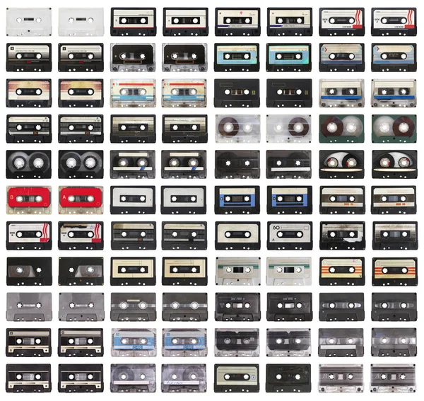 Collection of retro audio tapes (A-side and B-side) — Stock Photo, Image