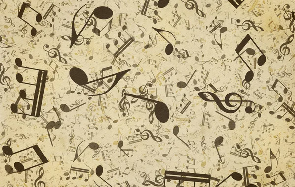 Grunge Musical Background Old Paper Texture Music Notes — Stock Photo, Image