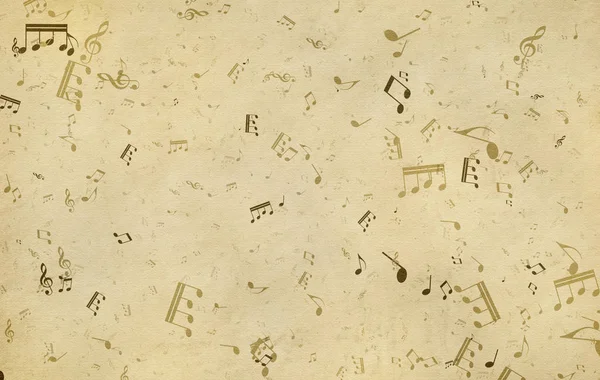 グランジの音楽的背景 古い紙のテクスチャ 音楽ノート — ストック写真