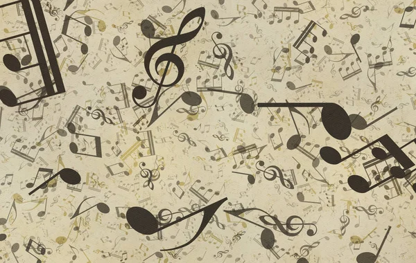 Grunge Musical Background Old Paper Texture Music Notes — Stock Photo, Image