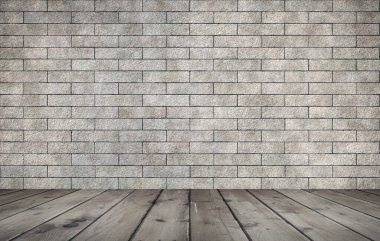 Tuğla duvarlı eski oda, eski model arka plan.