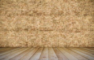 Tuğla duvarlı eski oda, eski model arka plan.