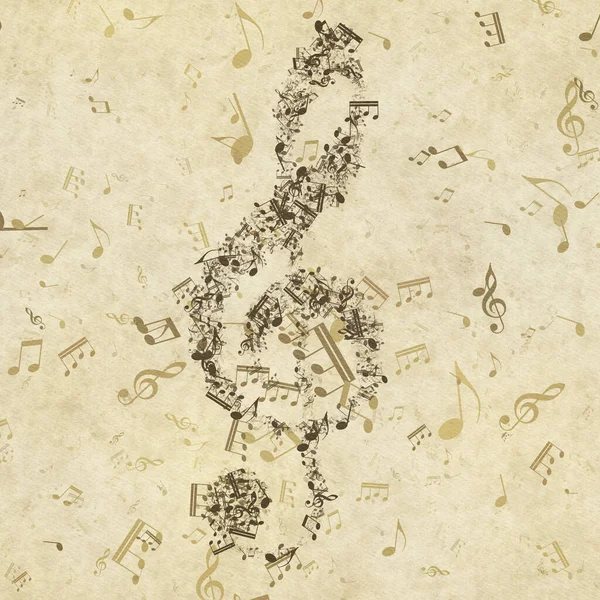 Fond Musical Grunge Texture Vieux Papier Notes Musique Clef — Photo