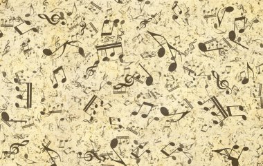 Grunge müzik geçmişi. Eski kağıt doku, müzik notaları.