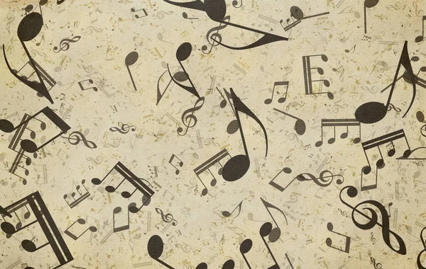 Grunge Musical Background Old Paper Texture Music Notes — Stock Photo, Image