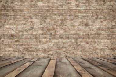 Tuğla duvarlı eski oda, eski model arka plan.