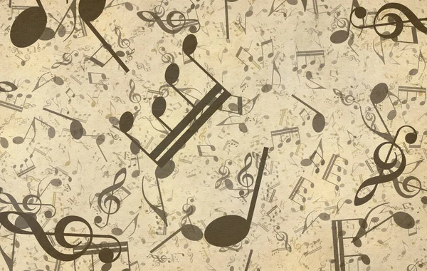 Grunge Musical Background Old Paper Texture Music Notes — Stock Photo, Image