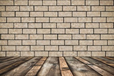 Tuğla duvarlı eski oda, eski model arka plan.