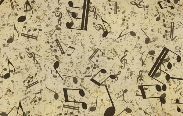 Grunge Hudební Pozadí Textura Starého Papíru Noty — Stock fotografie