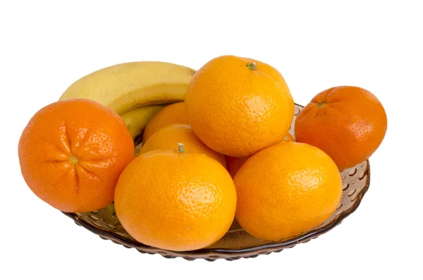 Vaso com frutas e tangerinas — Fotografia de Stock