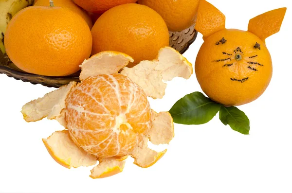 Vaso com frutas e tangerinas — Fotografia de Stock