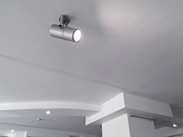 exhibition ceiling light fixtures. bright halogen spotlights on exhibition ceiling