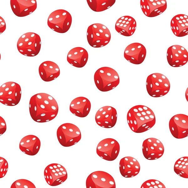 Rode spelen dobbelstenen naadloze patroon — Stockvector