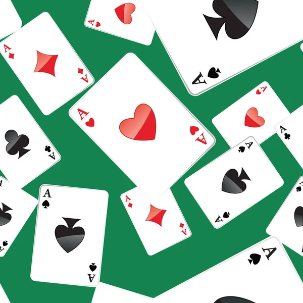 Asse spielen Karten nahtloses Muster — Stockvektor