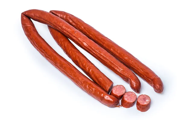 Dried Hungarian Sausage on a white background — Stock Photo, Image