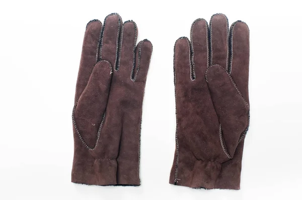 Gants en cuir sur fond blanc — Photo