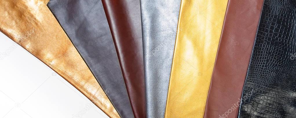 natural leather samples of different colors