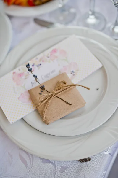 Decorated tables for guests — Stock Photo, Image