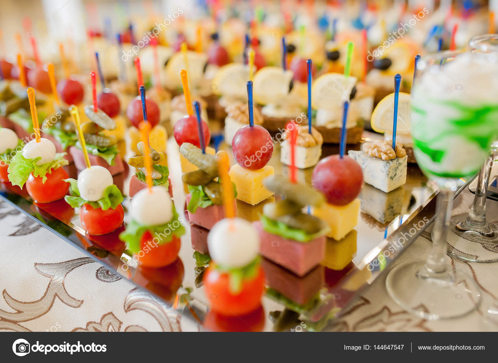 Snacks on sticks on the buffet table — Stock Photo © kiriak09 144647547