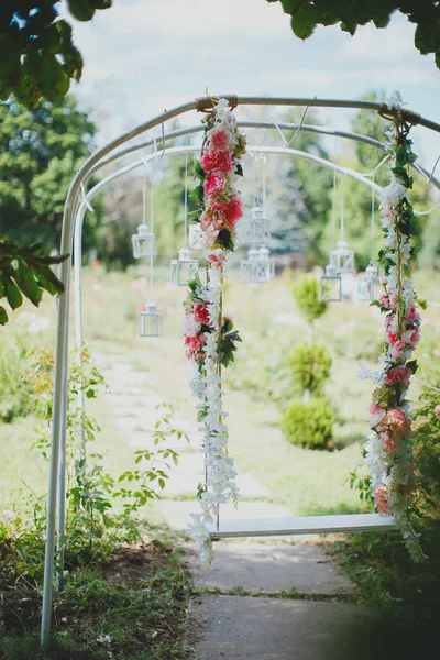 Mesas de casamento e belas paisagens — Fotografia de Stock