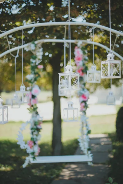 Mesas de casamento e belas paisagens — Fotografia de Stock