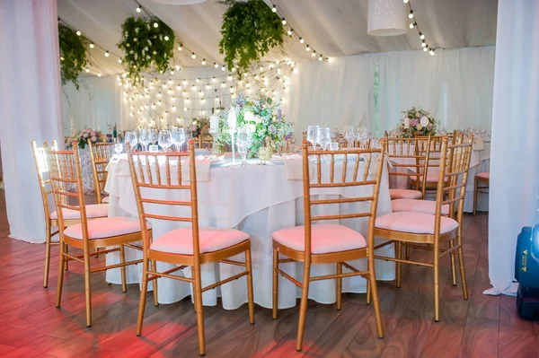 Dekoracje ślubne tabel na wesele — Zdjęcie stockowe