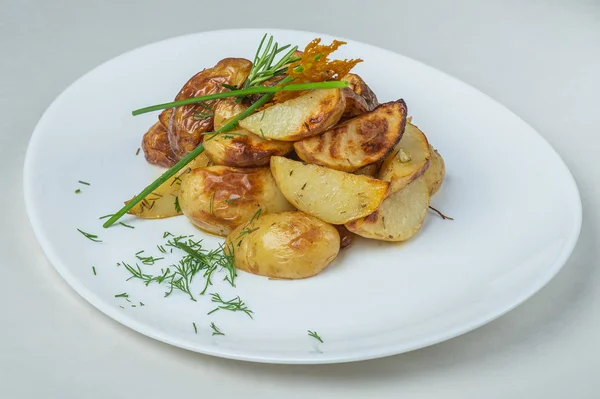 Food in plates on a white background — Stock Photo, Image