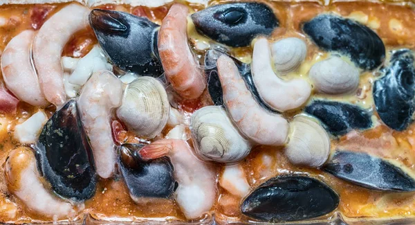 Closeup de frutos do mar congelados — Fotografia de Stock