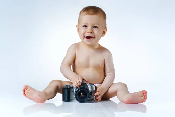 Drobná dítě fotograf — Stock fotografie