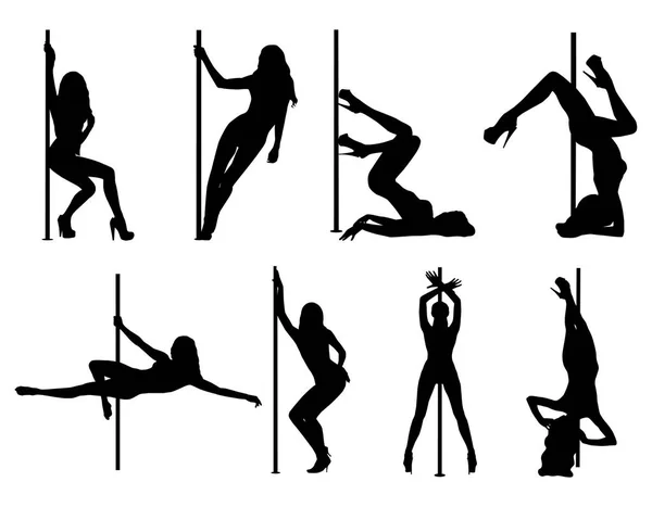 Pól tanec ženy siluety — Stockový vektor
