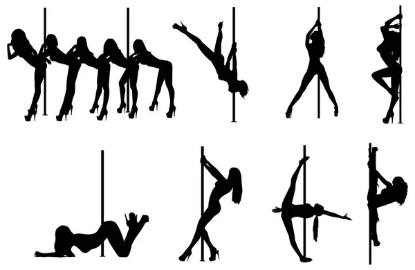 Pole dans kadın siluetleri — Stok Vektör