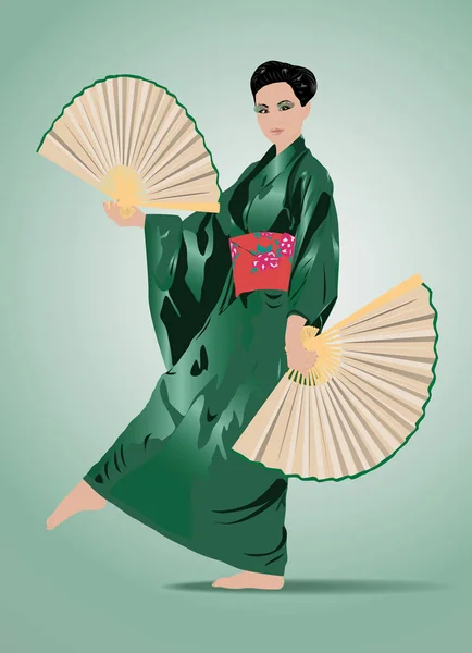 Joven mujer japonesa — Vector de stock