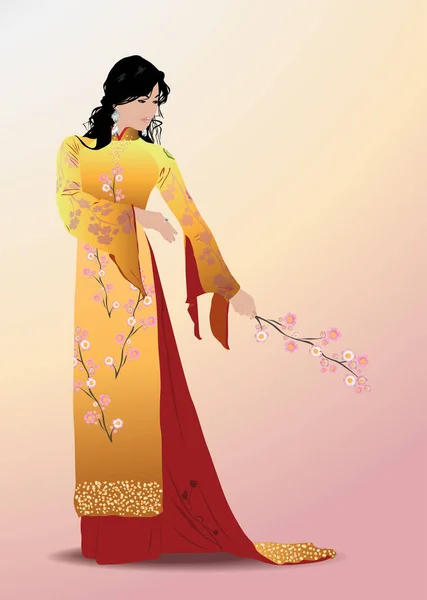 Young elegant asian woman — Stock Vector