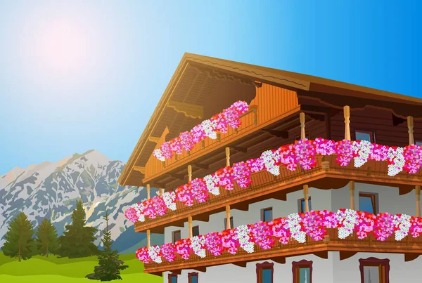 Maison traditionnelle des Alpes — Image vectorielle