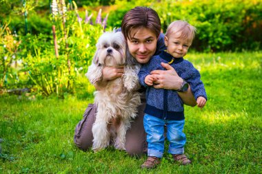 Family portrait with dog clipart