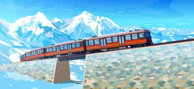 yüksek Alp dağlarında tren
