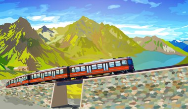 yüksek Alp dağlarında tren