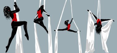 Woman gymnast silhouettes clipart