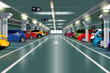 Arabalarla yeraltı otoparkı