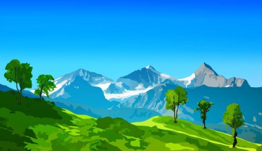 Alanları ve kayalar ile Alp Dağları