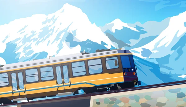 Τρένο σε ψηλά βουνά — Διανυσματικό Αρχείο