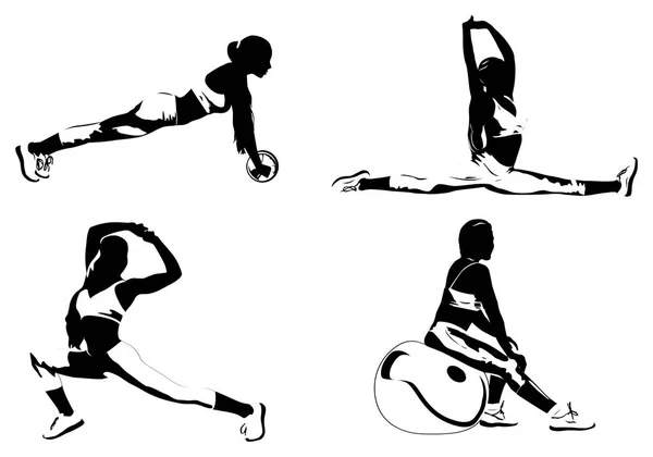Jeunes femmes fitness exercice — Image vectorielle
