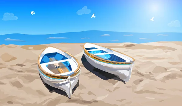 Två små båtar — Stock vektor