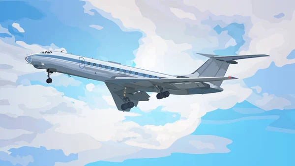 Moderní letadla na obloze na pozadí — Stockový vektor